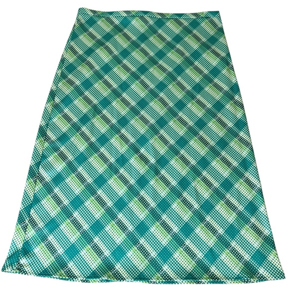 Vintage Plaid Green and White Midi Pencil Skirt Made In USA Preppy - Picture 1 of 7